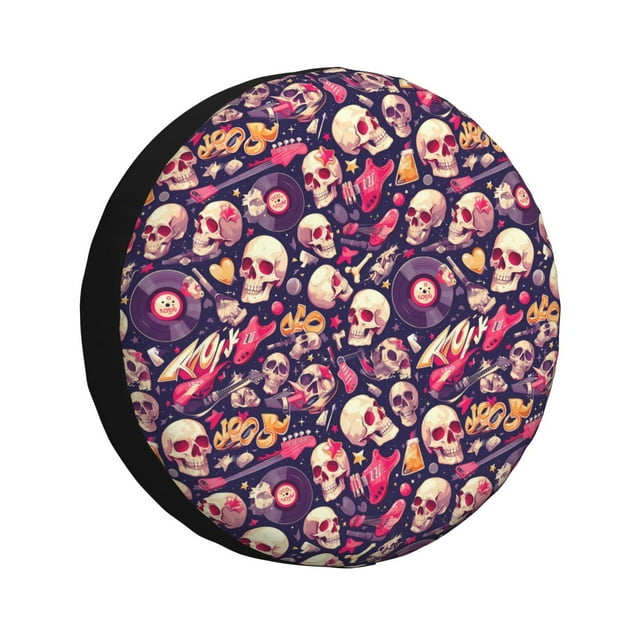 Salouo music Skull record Guitar Print Spare Tire Cover 1417 inch