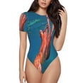 thumbnail image 1 of Salouo octopus swimming for Women's Short Sleeve Bodysuit,Sexy Bodysuits One Piece Round Neck Bodysuit Shapewear Tummy Control-Medium, 1 of 7