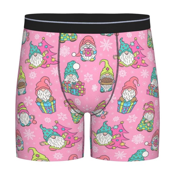 Salouo pink Holiday Joy Pattern Men's Boxer Briefs, Soft & Breathable Underwear Elastic Waistband Briefs for Men,1-Pack