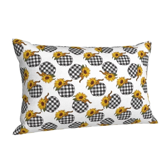 Salouo plaid Pumpkin Daisy Pattern Pillow Cases,1PC Pillow Covers with Envelope Closure Decorative Pillow Case for Bed Couch,Pillows Not Included-16"x24"