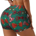 thumbnail image 1 of Salouo red and green bow tie Print Women's Athletic Shorts,Booty Shorts Biker Shorts High Waisted Elastic Workout Shorts for Yoga Gym Running Sports-Medium, 1 of 8