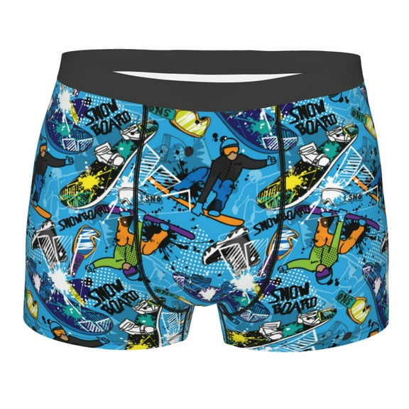 Salouo snow board blue Print Men's Boxer Briefs,Breathable Underwear Elastic Waistband Briefs for Men -XX-Large