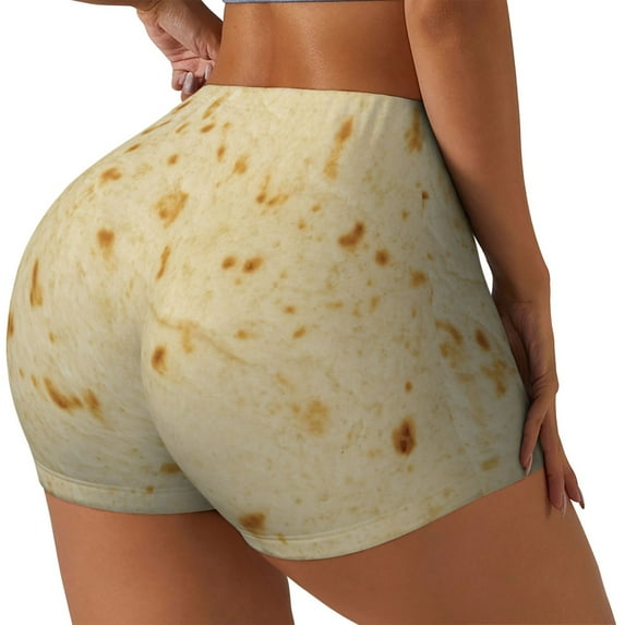 Salouo tortilla Print Women's Athletic Shorts,Booty Shorts Biker Shorts High Waisted Elastic Workout Shorts for Yoga Gym Running Sports-XX-Large
