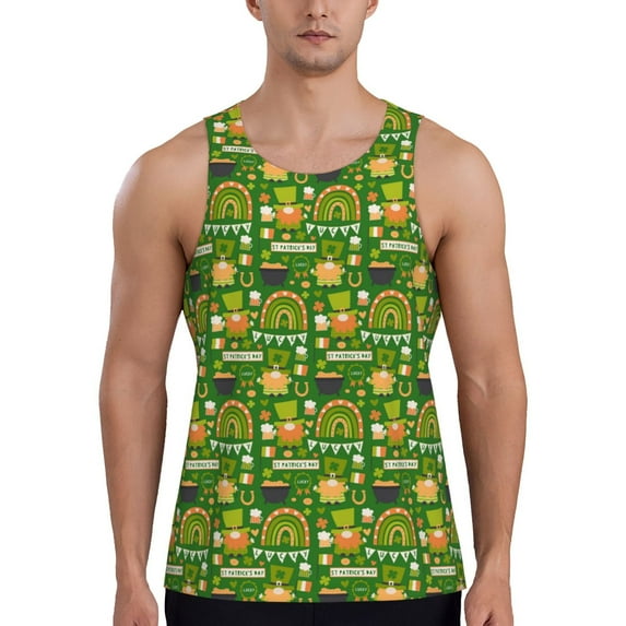 Salouo traditional Irish colours for Men's Tank Tops,Sleeveless Muscle Shirts for Men Quick Dry Workout Tank Top Gym Muscle Tee Fitness Bodybuilding Sleeveless T Shirt-Large
