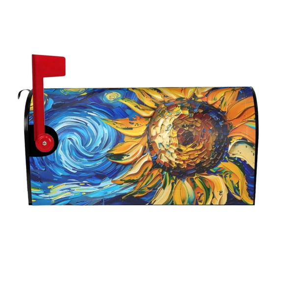 Salouo vintage Starry Sunflower for Magnetic Mailbox Covers Waterproof Post Box Cover Post Letter Box Cover Post Box Cover Home Decor for Garden/Yard /Farmhouse-25.5x21 in