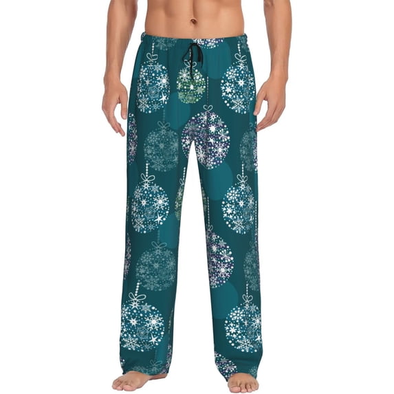Salouo whiter Snowflake balloons Print Pajama Pants for Men, Lounge Pants Elastic Waistband Casual Men's sleepwear Loungewear Sleep Pajama Pant -Medium