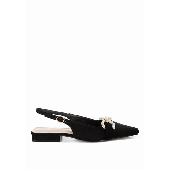 London Rag Salova Pearl-Studded Horsebit Womens Flats