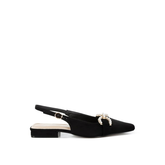 London Rag Salova Pearl-Studded Horsebit Womens Flats