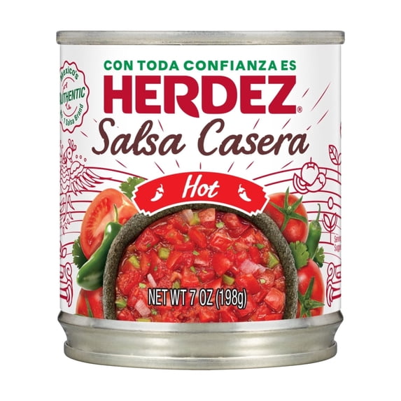 Salsa Casera Hot, Tortilla Chip Dip, Shelf Stable, 7 oz Steel Can