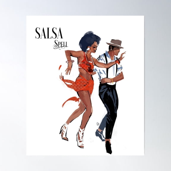 Salsa Couple Dance Spell Poster Wall Art, Modern Wall Decor For Living Room Bedroom, 8x12 UNFRAMED