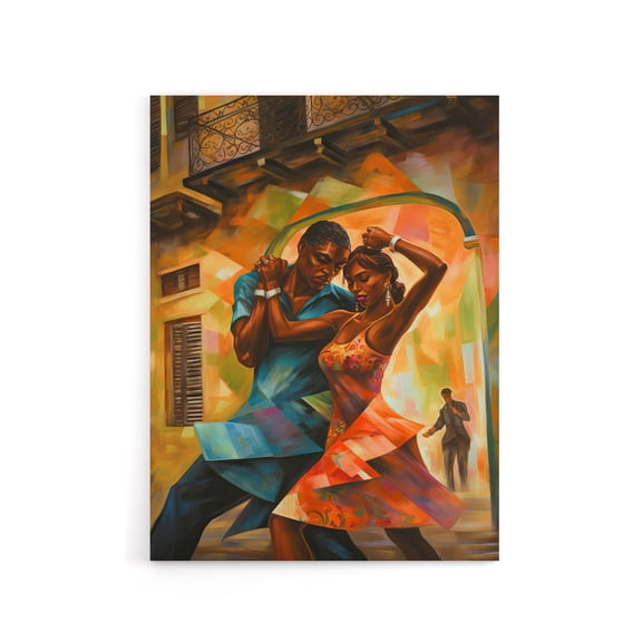 Salsa Cuban Street Dance Colourful Canvas Wall Art Print 24X32"