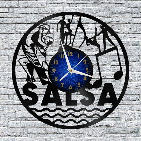 Salsa Dance 12 Inch Vinyl Record Wall Clock - Silent, Creative, and Unique Clock for Living Room, Entryway, or Bedroom Decor - Perfect Gift Idea(12 inchs B without LED)
