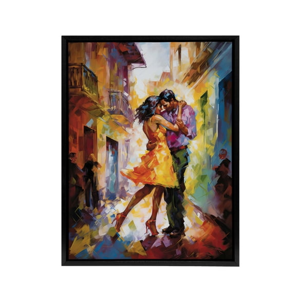 Salsa Latin Street Dance Colourful Black Framed Canvas Wall Art Print 24X32"