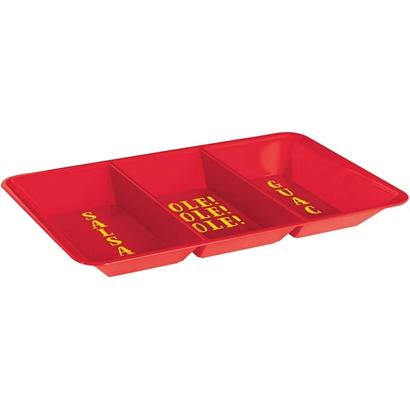 Salsa / Ole! / Guac Fiesta Theme Plastic Party Compartment Tray