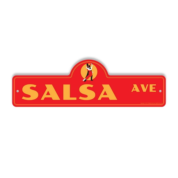 Salsa Plastic Street Sign - 6 Inch X 18 Inch Gift Dance Music Latin Food Party Fun Festive Decor Culture Performance Spicy
