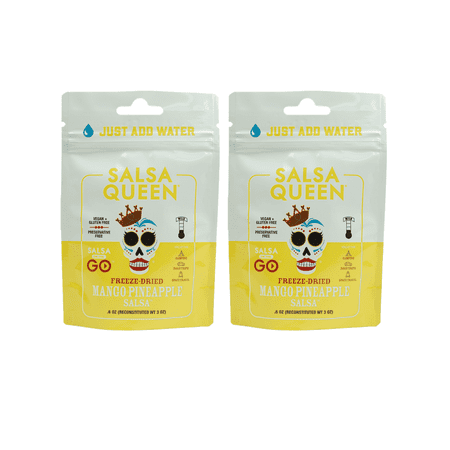 Salsa Queen Gourmet Freeze-Dried Mango Pineapple Salsa | Fresh Ingredients | 3+ year life | No Refrigeration Needed | Vegan, Keto, and Gluten Free | Camping, Travel, Outdoors, Space Travel