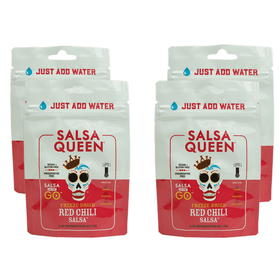 Salsa Queen Gourmet Freeze-Dried Red Chili Salsa | Fresh Ingredients | 3+ year life | No Refrigeration Needed | Vegan, Keto, and Gluten Free | Camping, Travel, Outdoors, Space Travel