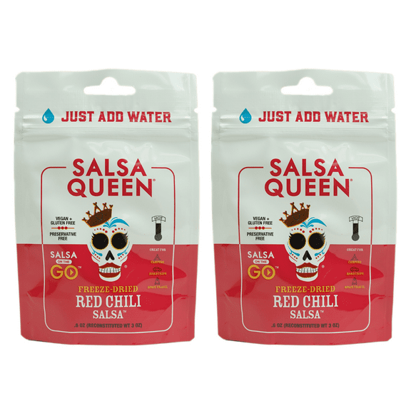Salsa Queen Gourmet Freeze-Dried Red Chili Salsa | Fresh Ingredients | 3+ year life | No Refrigeration Needed | Vegan, Keto, and Gluten Free | Camping, Travel, Outdoors, Space Travel
