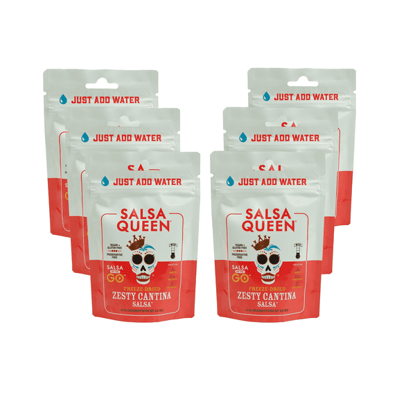 Salsa Queen Gourmet Freeze-Dried Zesty Cantina Salsa | Fresh Ingredients | 3+ year life | No Refrigeration Needed | Vegan, Keto, and Gluten Free | Camping, Travel, Outdoors, Space Travel