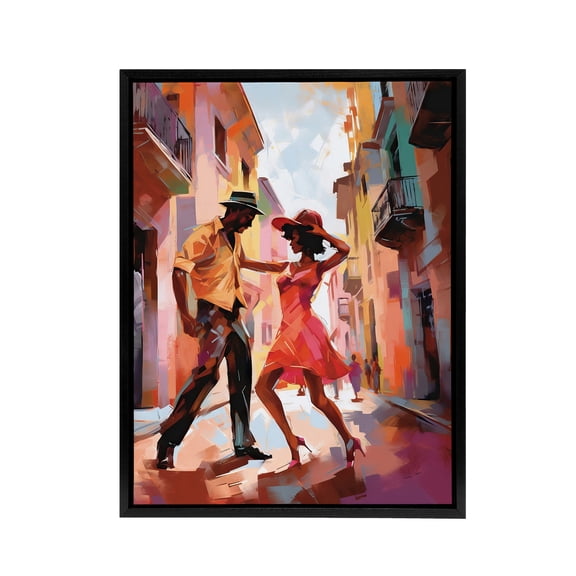 Salsa Street Dance Mambo Colourful Black Framed Canvas Wall Art Print 12X16"