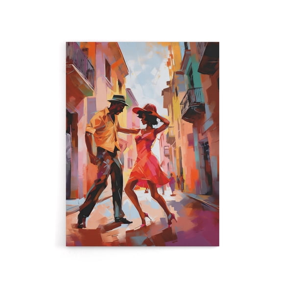 Salsa Street Dance Mambo Colourful Canvas Wall Art Print 12X16"
