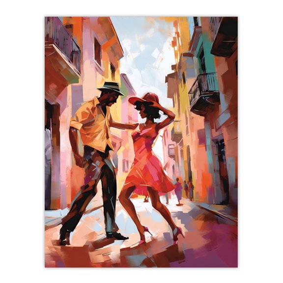 Salsa Street Dance Mambo Colourful Dancing Painting Rhythm Body Energy Theatre Arts Artwork Unframed Wall Art Print Poster Home Decor Premium