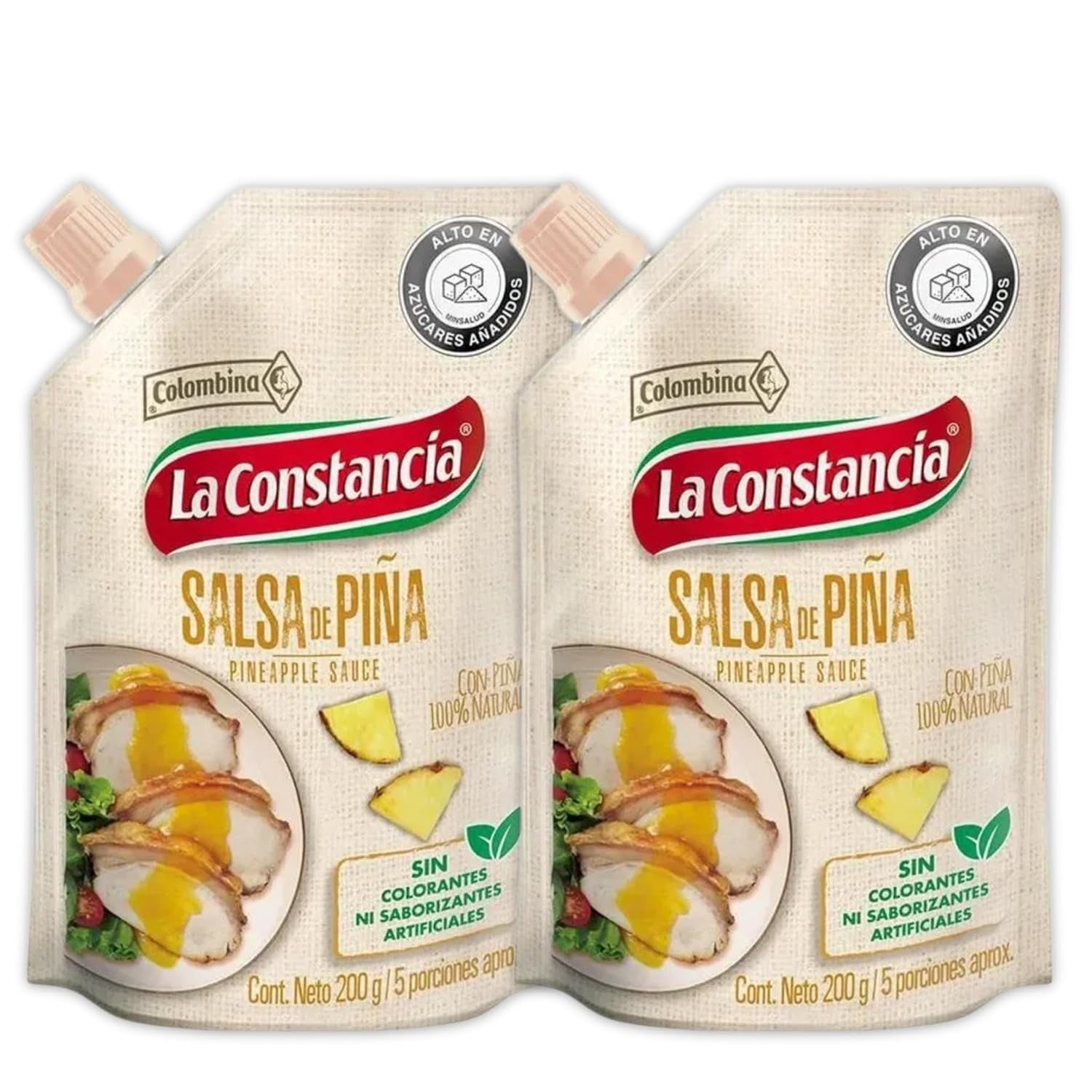 Salsa de piña la constancia Pack por 2  x 200 gr (7.05 oz)  - Pineapple Sauce - Ideal para perros calientes, hamburguesas, carnes y más , Salsa de Piña La Constancia.
