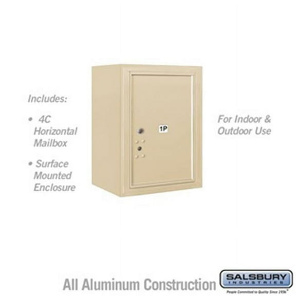 Salsbury 24-0.62 in. 6 Door High Unit Single Column Stand Alone Parcel Locker 1 PL6 Front Loading Surface Mounted 4C Horizontal Mailbox Unit - Sandstone - USPS Access