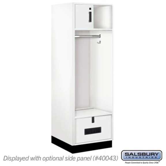 Salsbury 24" Wide Premier Wood Open Access Locker - 6 Feet High - 24 Inches Deep - Arctic White - Black Electronic Locks
