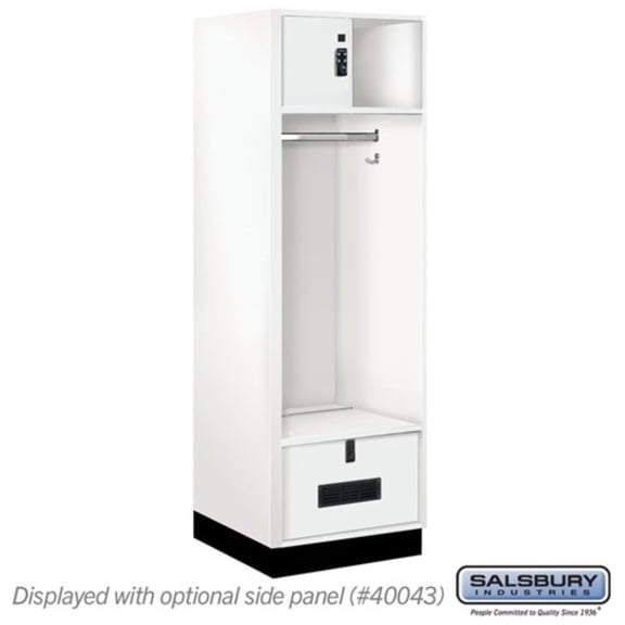 Salsbury 24" Wide Premier Wood Open Access Locker - 6 Feet High - 24 Inches Deep - Arctic White - Black Resettable Locks