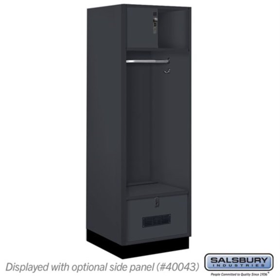 Salsbury 24" Wide Premier Wood Open Access Locker - 6 Feet High - 24 Inches Deep - Carbon Mesh - Black Hasps