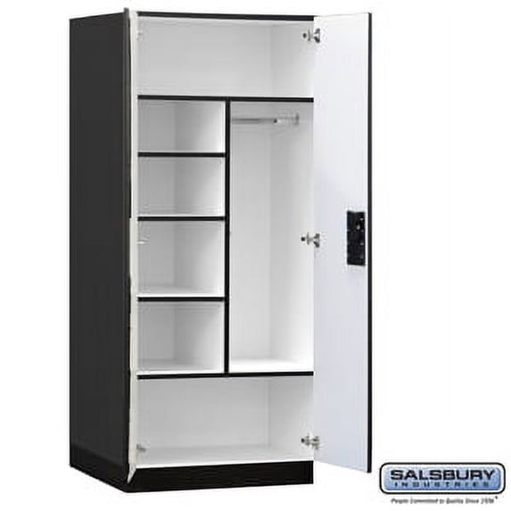 Designer Wood Storage Cabinet - Combination - 76 Inches High - 24 Inches Deep - Black