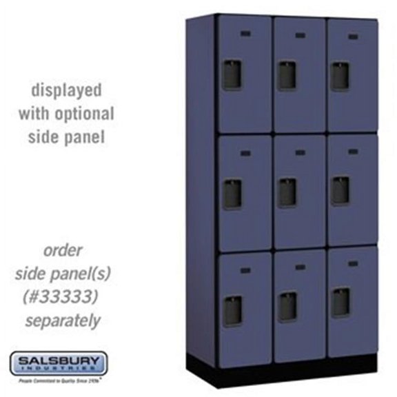 Salsbury 33368BLU 12 in. Triple Tier Designer Wood Locker, Blue - 3 x 6 ft. x 18 in.
