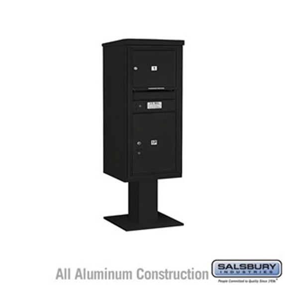 Salsbury 3410SX-01BLK 52.625 in. 10 Door High Unit Single Column 1 MB3 Door & 1 PL5 Pedestal Mounted 4C Horizontal Mailbox ADA Height Compliant Unit, Black