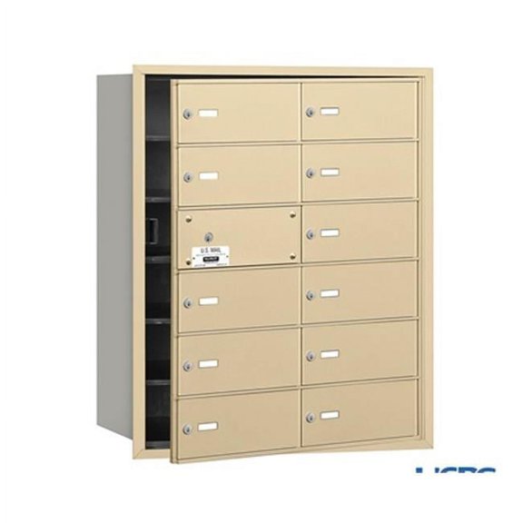 Salsbury 3612SFU Salsbury 4Bplus Horizontal Mailbox 12 B Doors - 11 Usable - Sandstone - Front Loading - Usps Access
