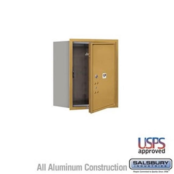Salsbury 3705S-1PGFU 20 in. Recessed Mounted 4C Horizontal Mailbox with 5 Door High Unit - Single Column - Stand-Alone Parcel Locker - 1 PL5 - Front Loading - USPS Access, Gold