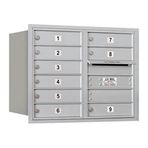 Salsbury 3706D-09ARU 6 Door High Unit 23.50 Inches - Double Column - 9 Mb1 Doors - Aluminum - Rear Loading - Usps Access