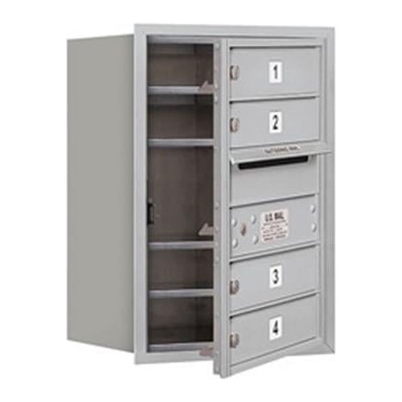 Salsbury 3706S-04AFU 6 Door High Unit 23.50 Inches - Single Column - 4 Mb1 Doors - Aluminum - Front Loading - Usps Access