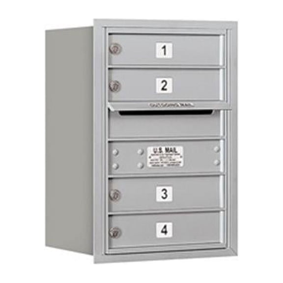 Salsbury 3706S-04ARU 6 Door High Unit 23.50 Inches - Single Column - 4 Mb1 Doors - Aluminum - Rear Loading - Usps Access