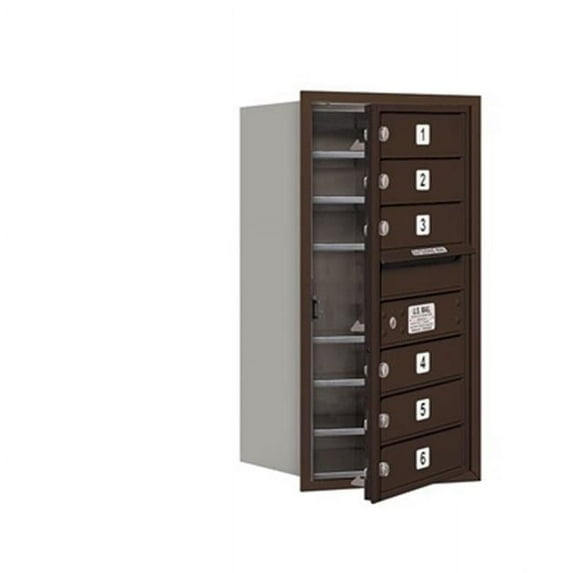 Salsbury 3708S-06ZFP 4C Horizontal Mailbox Includes Master Commercial Lock - 8 Door High Unit - 30.50 Inches - Single Column - 6 Mb1 Doors - Bronze - Front Loading - Private Access