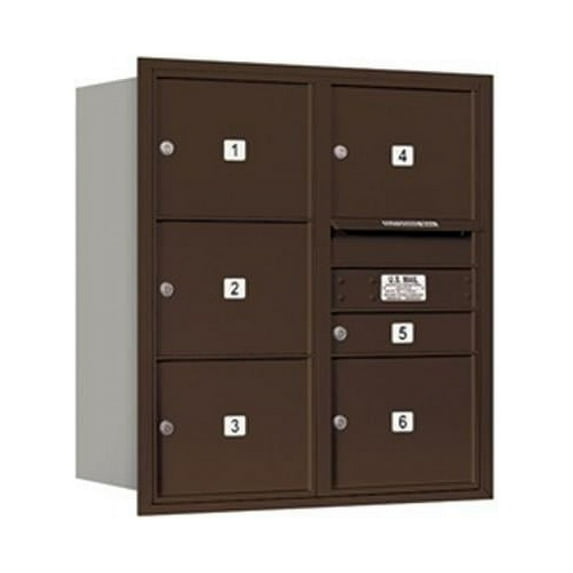 Salsbury 3709D-06ZRP 4C Horizontal Mailbox 9 Door High Unit - 34 Inches - Double Column - 1 Mb1 Door - 5 Mb3 Doors - Bronze - Rear Loading - Private Access