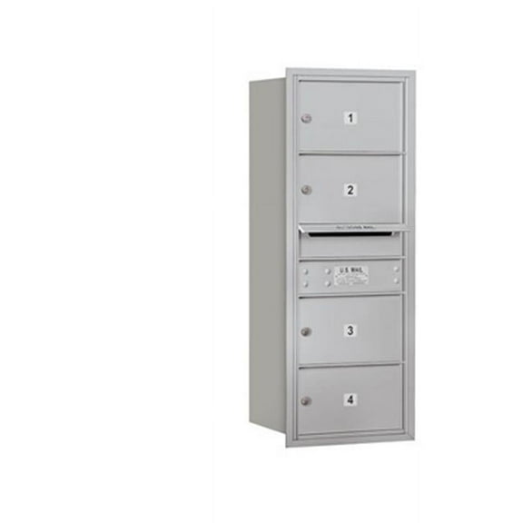 10 Door High Recessed Mounted 4C Horizontal Mailbox with 4 Doors and 1 Parcel Locker in Aluminum with Private Access - Rear Loading