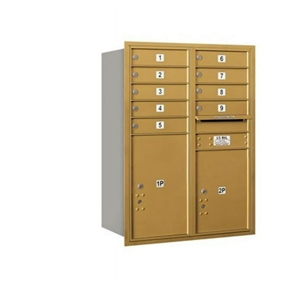 Salsbury 3711D-09GRU 4C Horizontal Mailbox 11 Door High Unit - 41 Inches - Double Column - 7 Mb2 Doors And 2 Mb3 Doors - Gold - Rear Loading - Usps Access