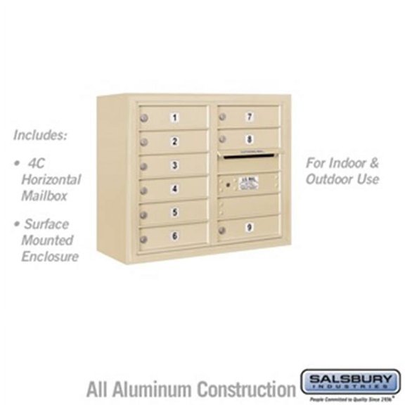 Salsbury 3806D-09SFU 24-0.62 in. 6 Door High Unit Double Column 9 MB1 Doors Front Loading Surface Mounted 4C Horizontal Mailbox Unit, Sandstone - USPS Access