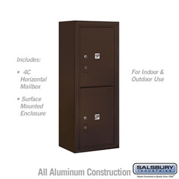 Salsbury 3810S-2PZFU 38-0.62 in. 10 Door High Unit Single Column Stand Alone Parcel Locker 2 PL5s Front Loading Surface Mounted 4C Horizontal Mailbox Unit, Bronze - USPS Access