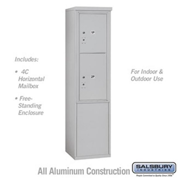 Salsbury 3911S-2PAFU 69 - 0.25 in. 11 Door High Unit Single Column Stand Alone Parcel Locker 1 PL5 & 1 PL6 Front Loading Free Standing 4C Horizontal Mailbox Unit, Aluminum - USPS Access