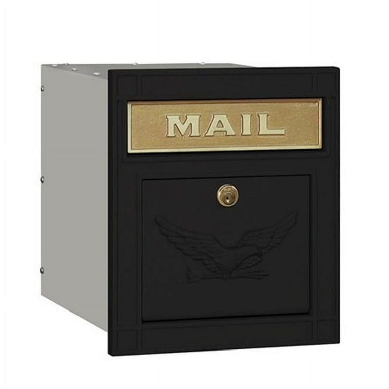 4100 Series 11.5 in. W x 13.25 in. H x 15.75 in. D Black Locking Eagle Door Cast Aluminum Column Mailbox 4100 Series 11.5 in. W x 13.25 in. H x 15.75 in. D Black Locking Eagle Door Cast Aluminum Column Mailbox