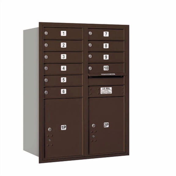 Salsbury Industries Recessed USPS 13 Door Rear Load 4C Horizontal Mail Center with 1 Parcel Locker