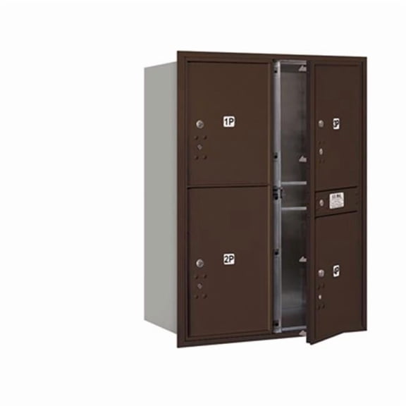 11 Door High Recessed Mounted 4C Horizontal Parcel Locker with 4 Parcel Lockers in Bronze with Private Access - Front Loading