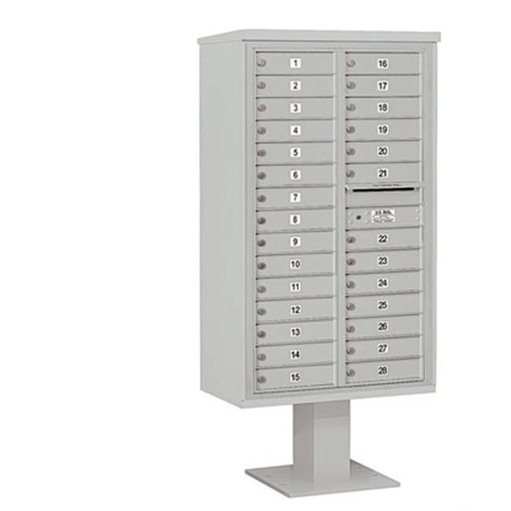 Salsbury Salsbury 4C Pedestal Mailbox Includes 13 Inch High Pedestal And Master Commercial Lock - 15 Door High Unit - 70.25 Inches - Double Column - 28 Mb1 Doors - Gray